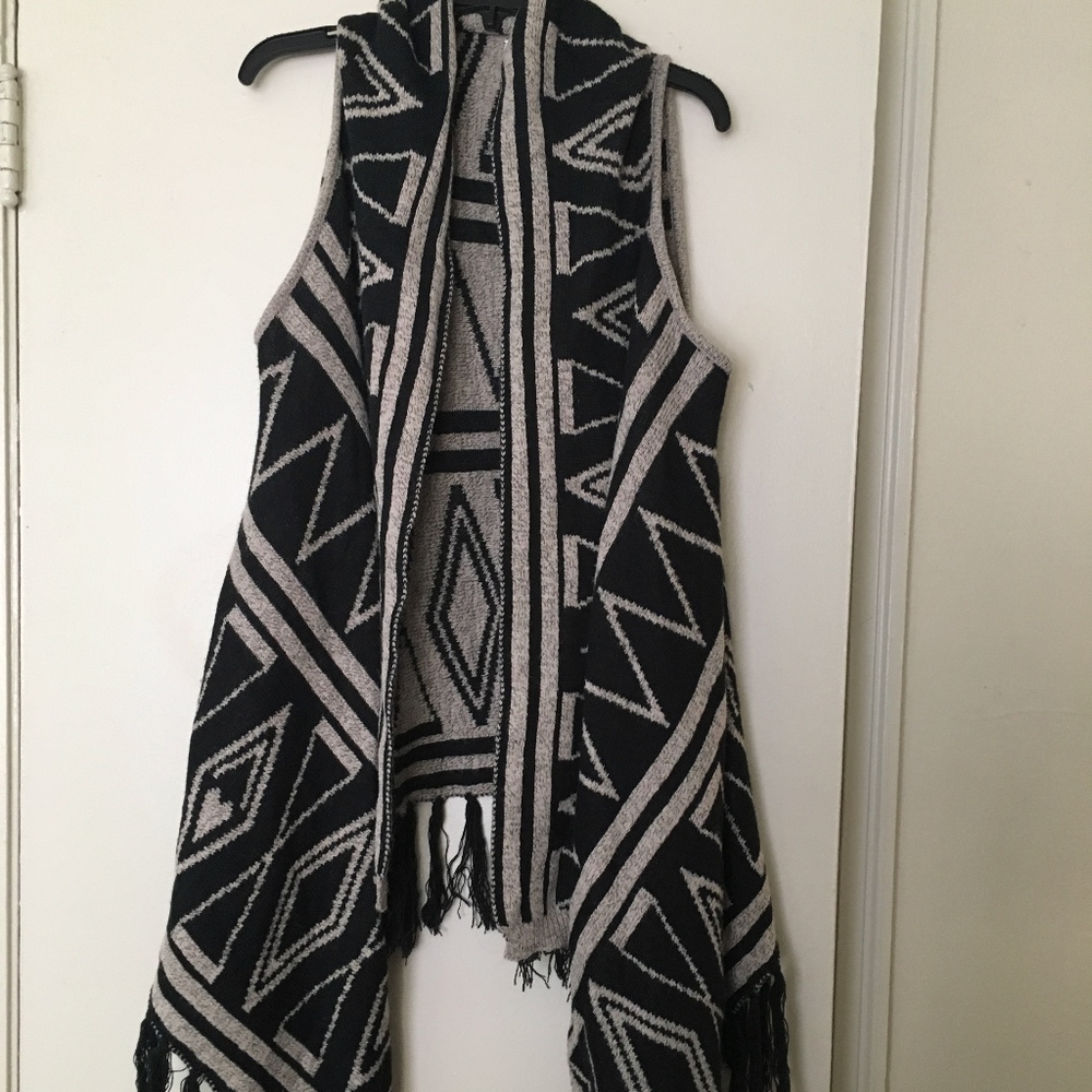 Tan and Black Reversible Sleeveless Sweater